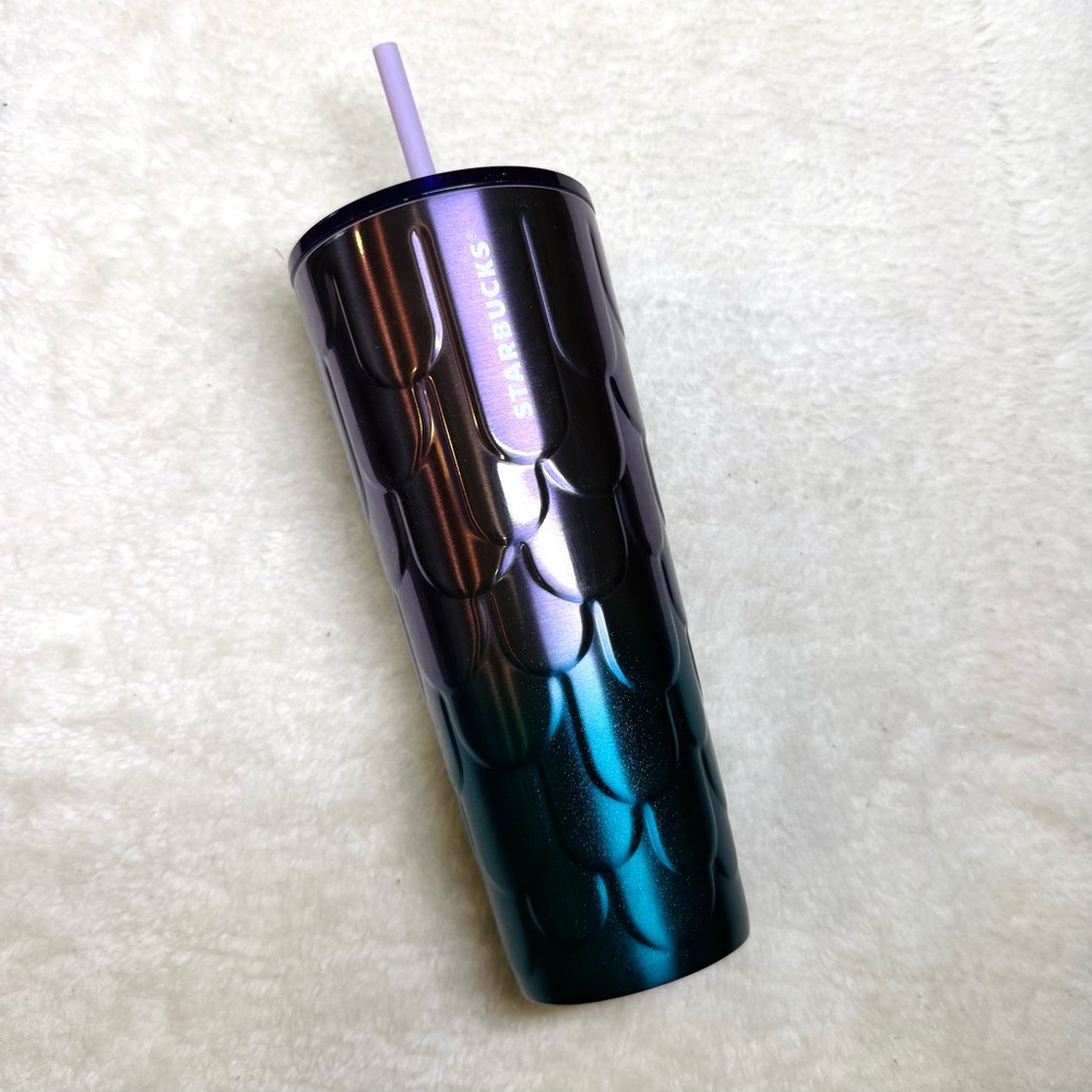 Starbucks Mermaid Ombré Purple and Teal Tumbler with Textured Design